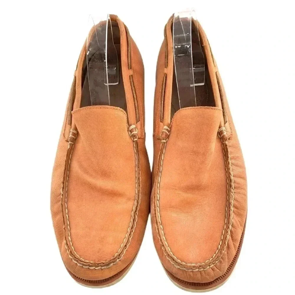 Polo mens flats size 11 Blackley orange leather 90s vintage preppy boat shoes
